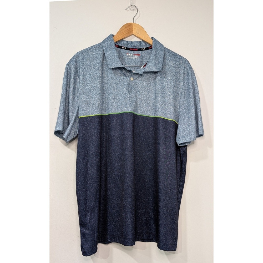 FILA Mens Colorblock Golf Polo Shirt Short‎ Sleeve Blue Green Size XL